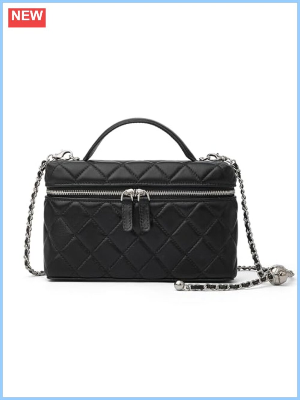 Quilted Lambskin Top Handle Box Purse Small Crossbody Clutch
